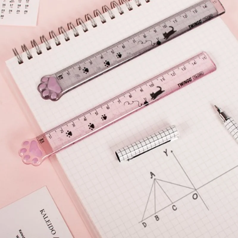 1Pcs Cute Cat Paw Plastic Straight Rulers Kawaii School Office Supplies Planner Accessories Student Prize