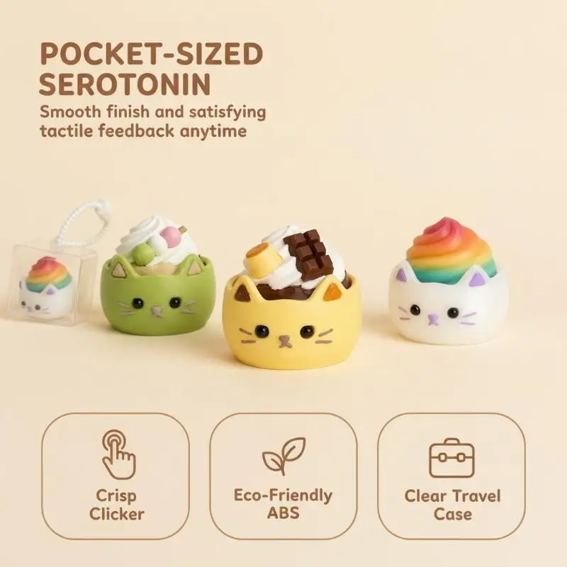 Cute Cat Luminous Fidget Toy Stress Relief Clicker Small Desktop Ornament for Classroom Boredom Killing Students Use