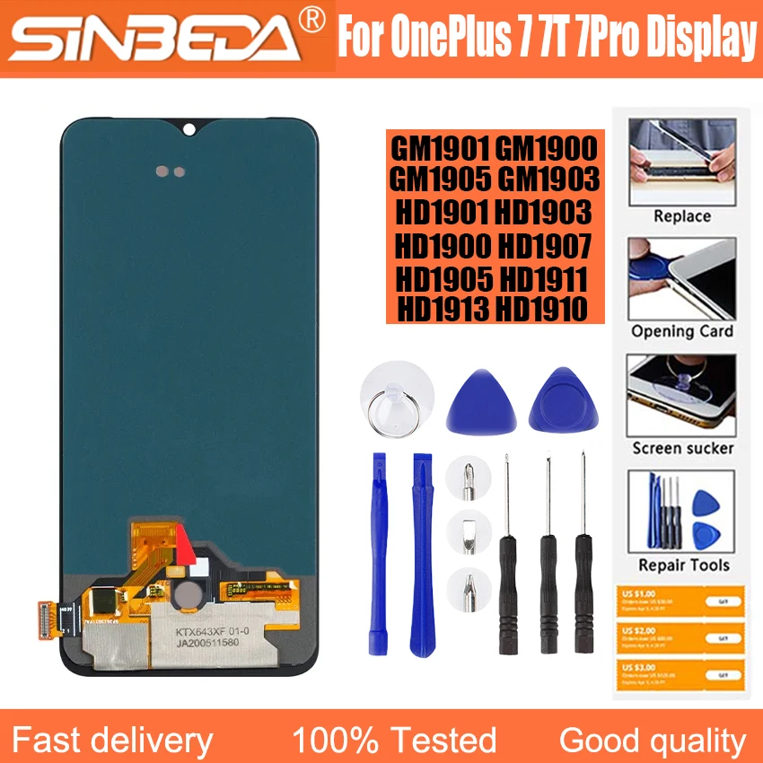 

AAA+++ 6.67" AMOLED For One Plus 7 7T Pro 7Pro 1+7Pro 1+7T Pro Display LCD Display Touch Screen Digitizer Panel Assembly