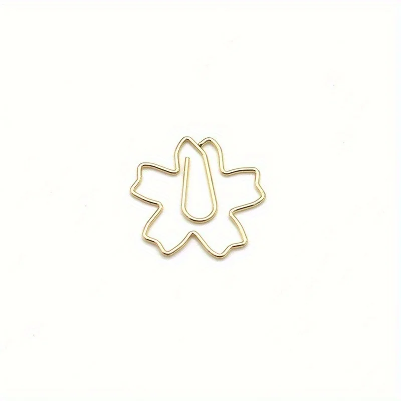 25Pcs Plated Paper Clips Sakura Paper Needle Bookmark Metal Memo Clip Stationery Cherry Blossoms Box Clips