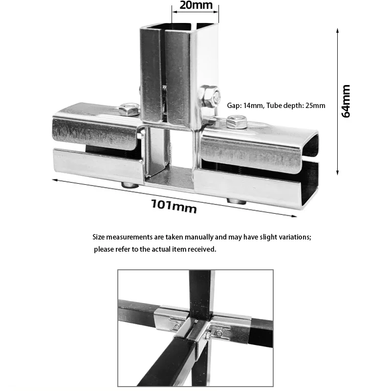 Premium 4Pcs 4‑Way Square Tube Joint Connectors, Robust Easy‑Assemble Fitting Hardware For Versatile DIY Metal Structure