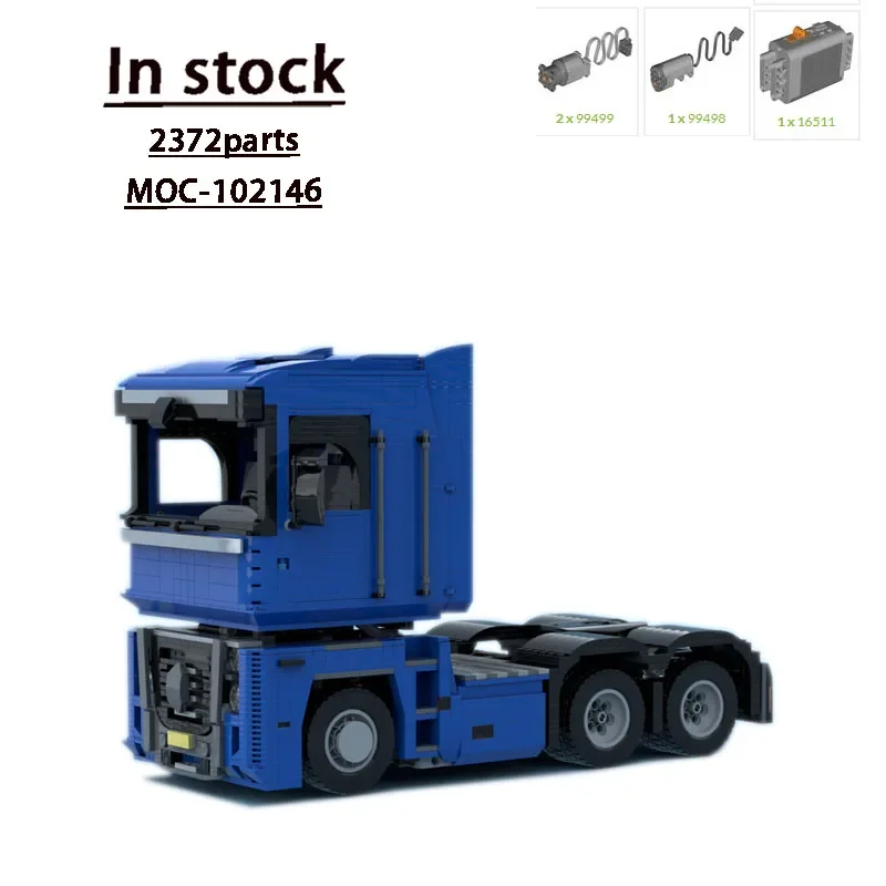 MOC-102146 Blue New Style 6x2 RC Truck Building Block Model 2372 Parts MOC Creative Boy Kids Birthday Building Block Toy