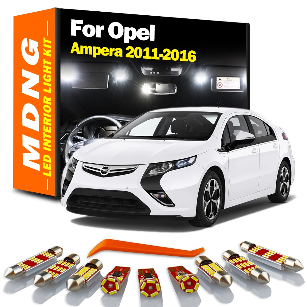 MDNG 12Pcs Canbus LED Interior Dome Map Light Car Bulb Kit For Opel Vauxhall Ampera 2011 2012 2013 2014 2015 2016 Sun Visor Lamp