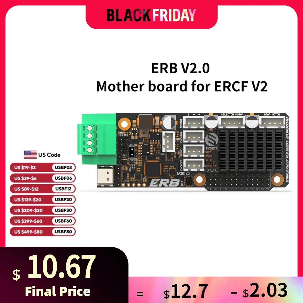 ERB V2.0 Mother board based on RP2040 TMC2209 Drivers with CANBUS interface for Voron ERCF V2.0 Enraged Rabbit Carrot Feeder