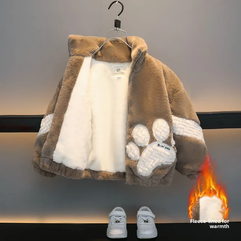 

Утепленная флисовая зимняя куртка для мальчиков, теплая осенне-зимняя одежда для малышей, модная хлопковая одежда для детей