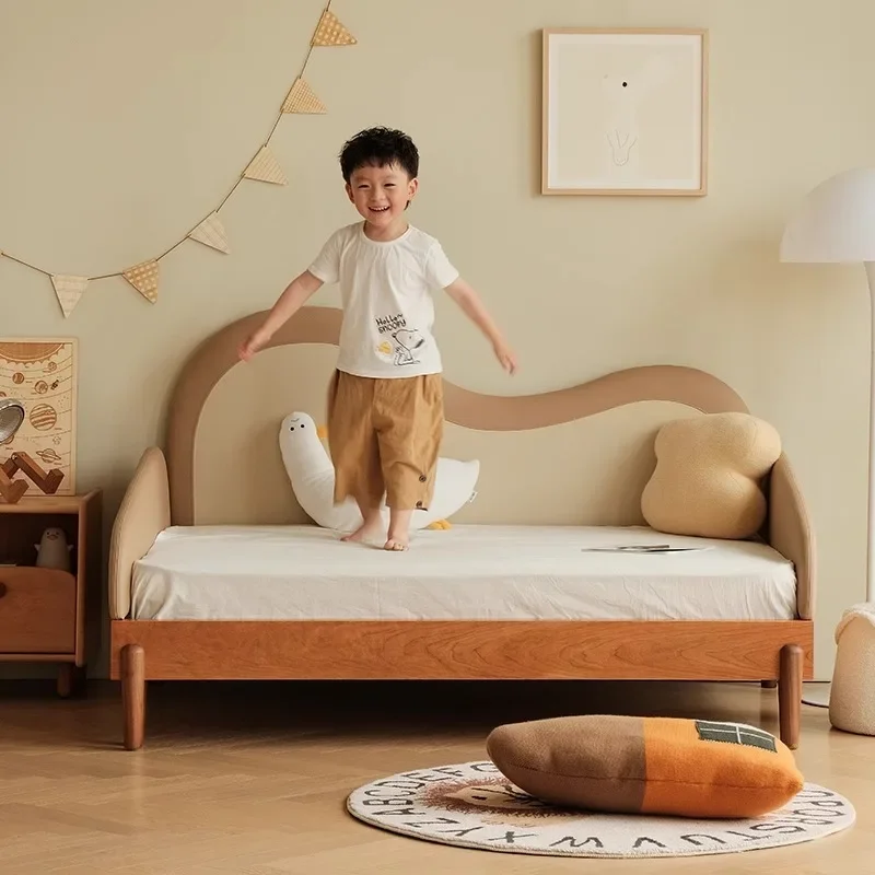 Solid wood crib, telescopic splicing bed pull-out bed