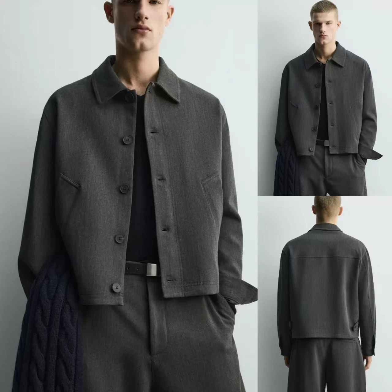 New Winter Men's Short Length Long Sleeve Shirt Jacket Casual Style Cotton Material Button Closure Not Fitted Coat for Men