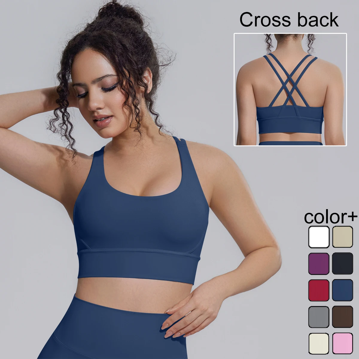 Woman Gym Sports Cross Yoga Bra Summer Breathable Backless Shockproof Workout Top with Chest Pad Soft Yoga Underwear Yoga Vest