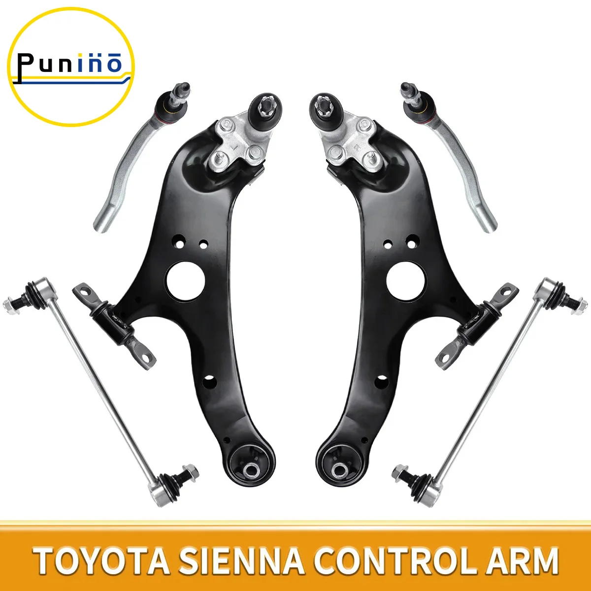 Punino 8pcs Front Lower Control Arms Stabilizer Link Tie Rod for Toyota Sienna 2011 2012 2013 2014 2015 2016 2017 2018