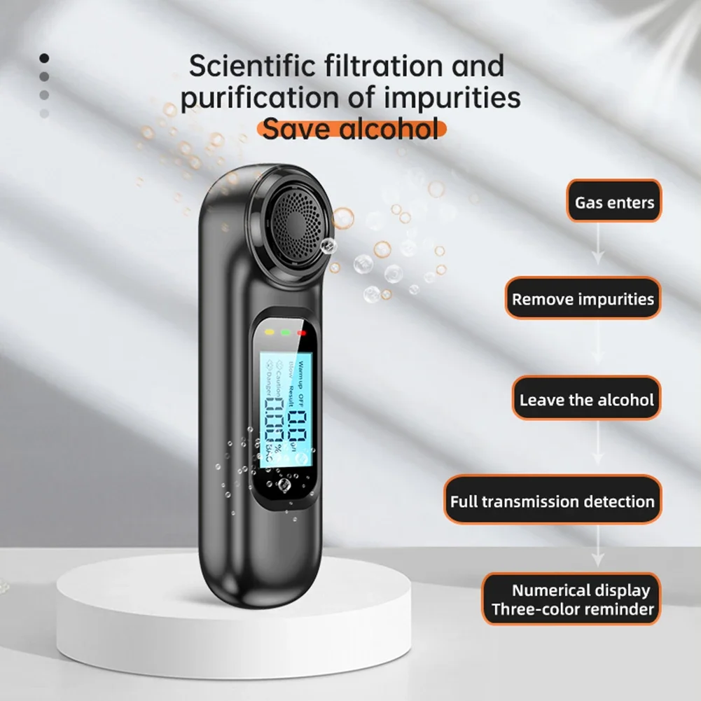 Non-contact Portable Digital Alcohol Detector Alcometer Breathalyzer USB Rechargeable High Accuracy Handheld Alcohol Tester Tool