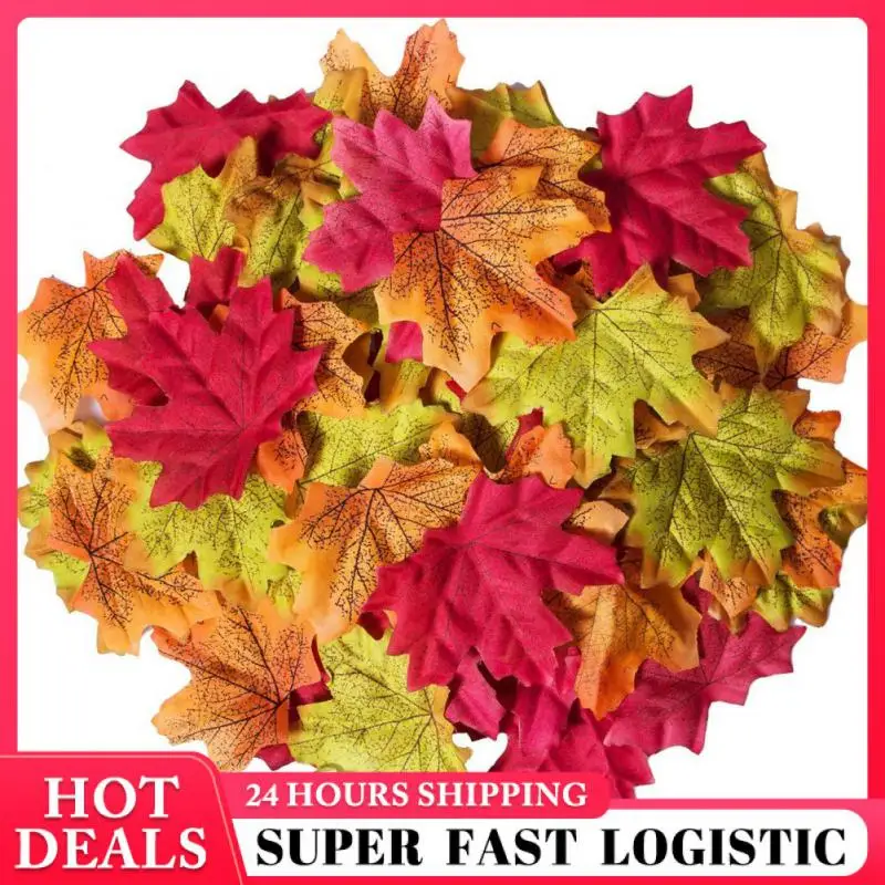 1 Set 50/Fake Foliage Plants Decoration Artificial Vine Yellow Autumn Maple Leaf Fake Garland Plants Foliage Garden Deco