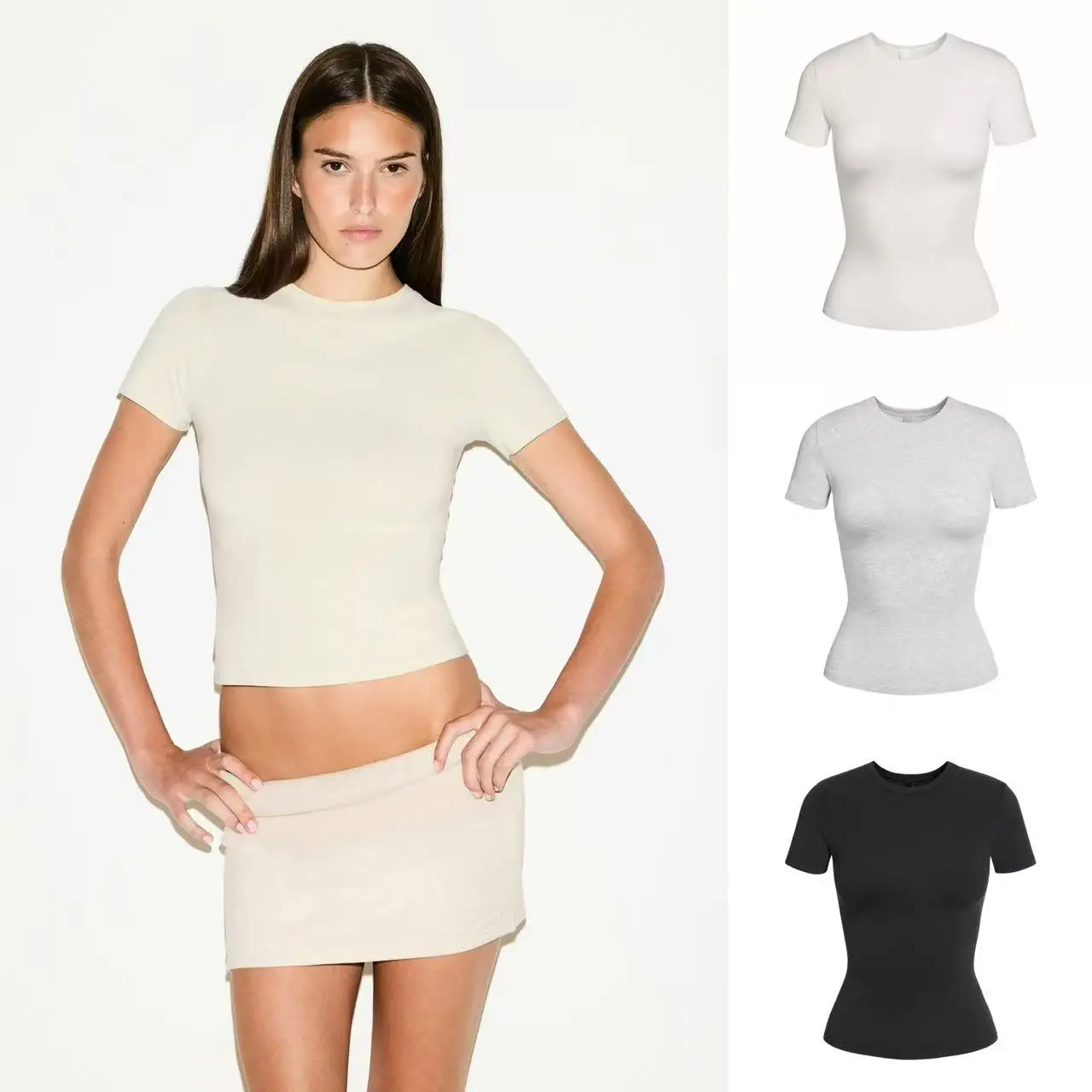 26SS COTTON JERSEY TSHIRT - Kardashian Cotton Jersey Short Sleeve T-Shirt