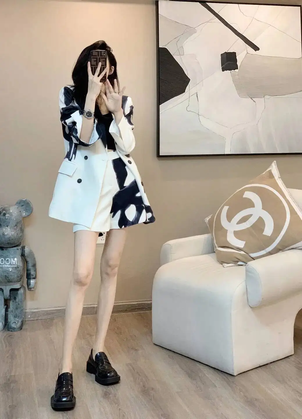 Mode Kleine Duft Weibliche 2025, Frühjahr Neue High-End Französisch Temperament Professionelle Anzug Shorts Zwei-Stück Set