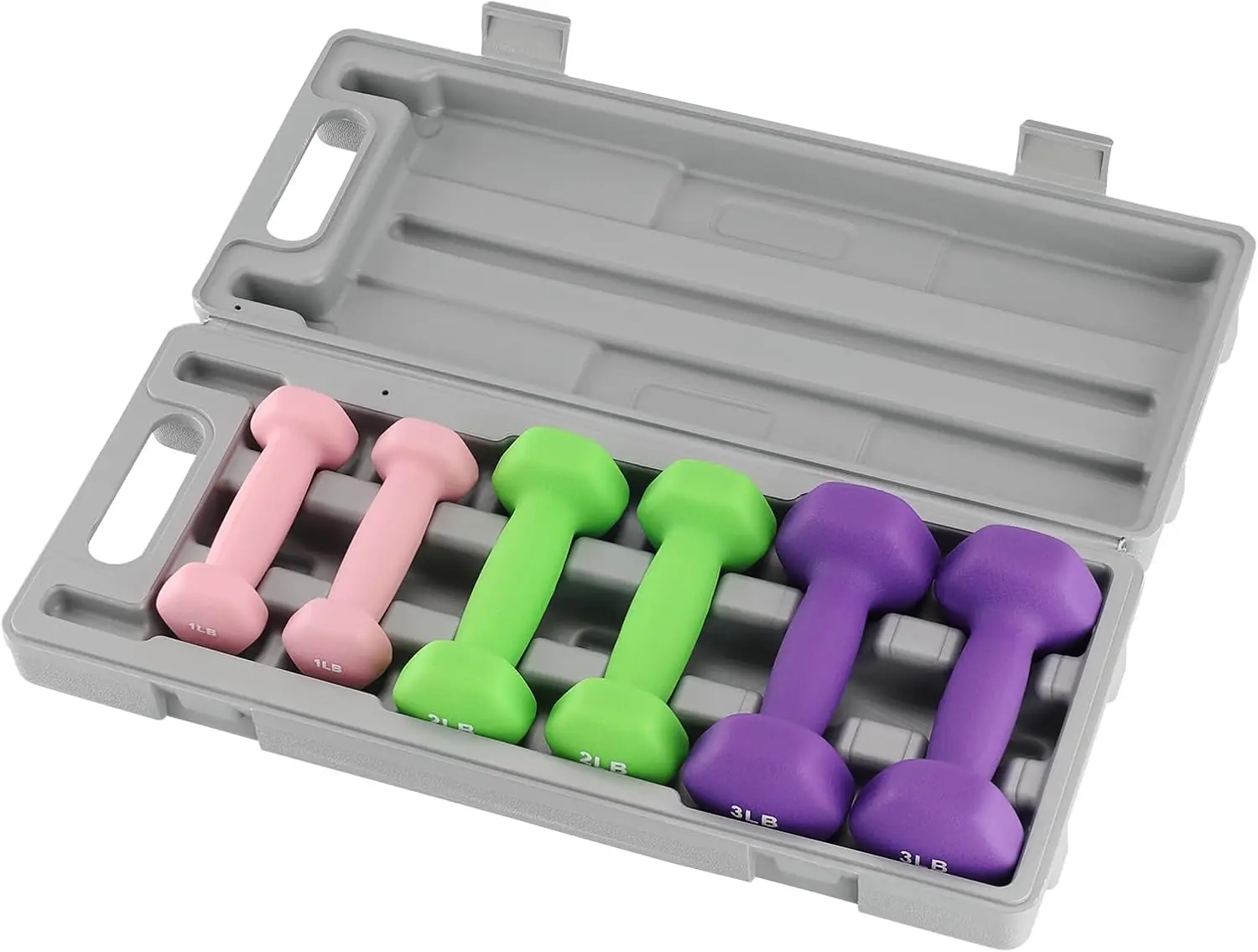 Neopren-Kurzhantel-Set inkl. praktischem Ablage-Ständer/mit Box | Rutschfeste Hanteln für sicheres Heimtraining – Ideal für Damen & Kinder