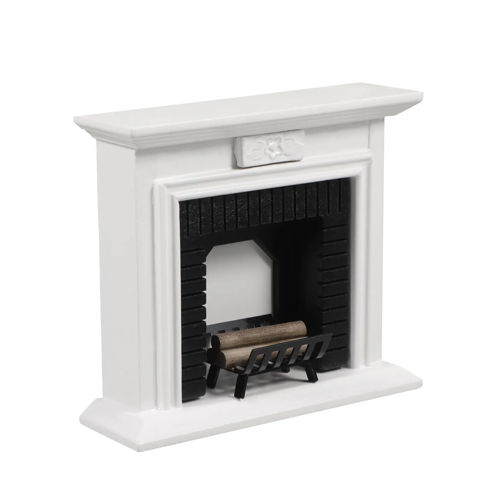 

1Set Mini Fireplace White Paintable Realistic Firewood Exquisite Craftsmanship for Dollhouse Accessories Micro Landscape Home