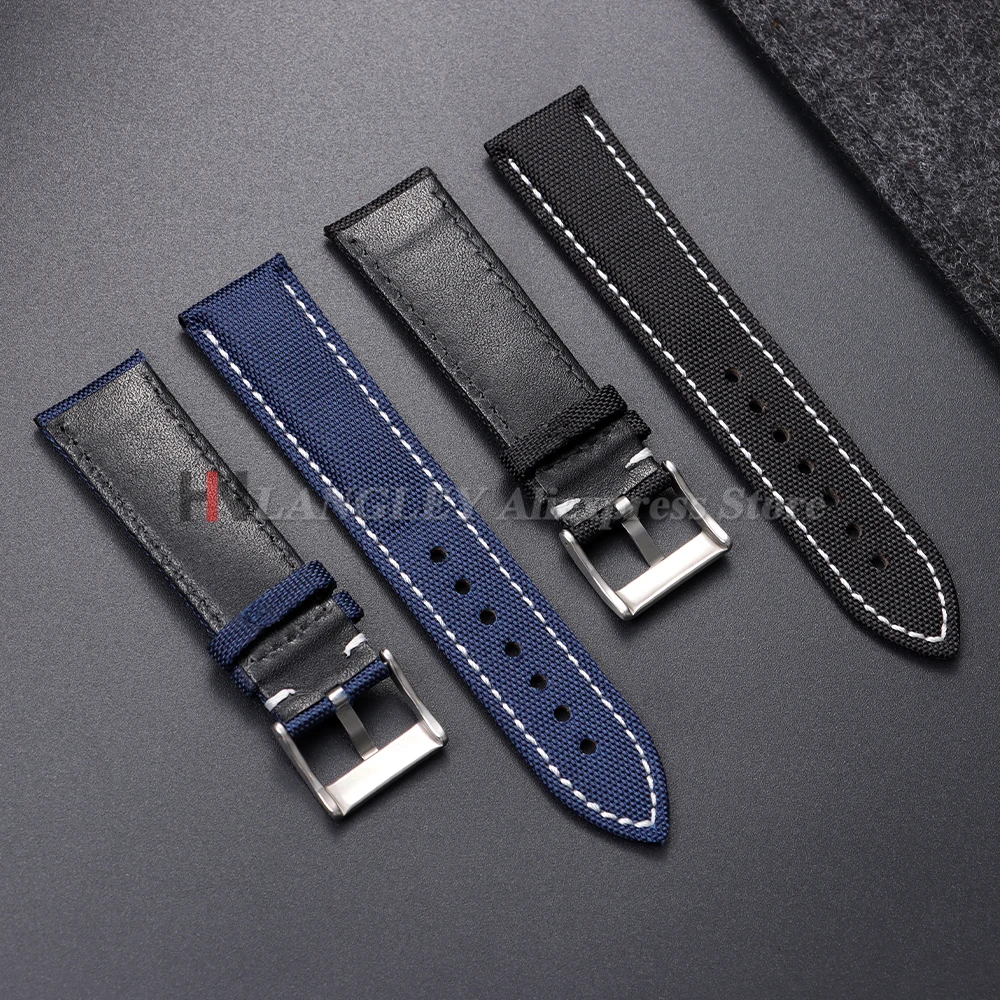Genuine Sailcloth Nylon WatchBand for Omega for Smart Watch 22mm 24mm Men Women Waterproof Bracelet ArmyGreen Military Wristbelt view 6