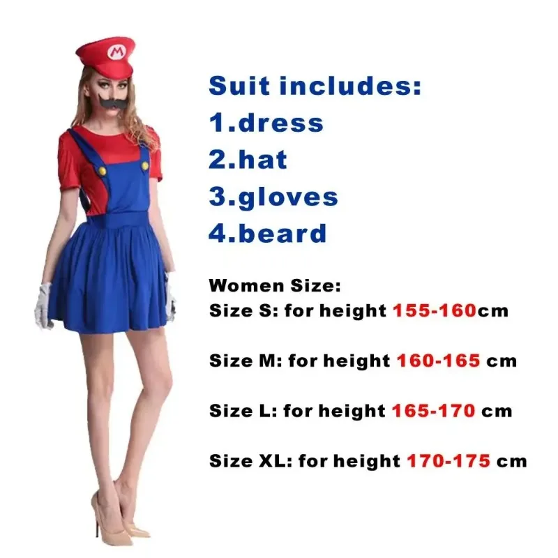 Anime Super Luigi Brothers Cosplay Volwassen Mannen en Vrouwen Halloween Kostuum Jumpsuit Met Hoed Snor Handschoenen