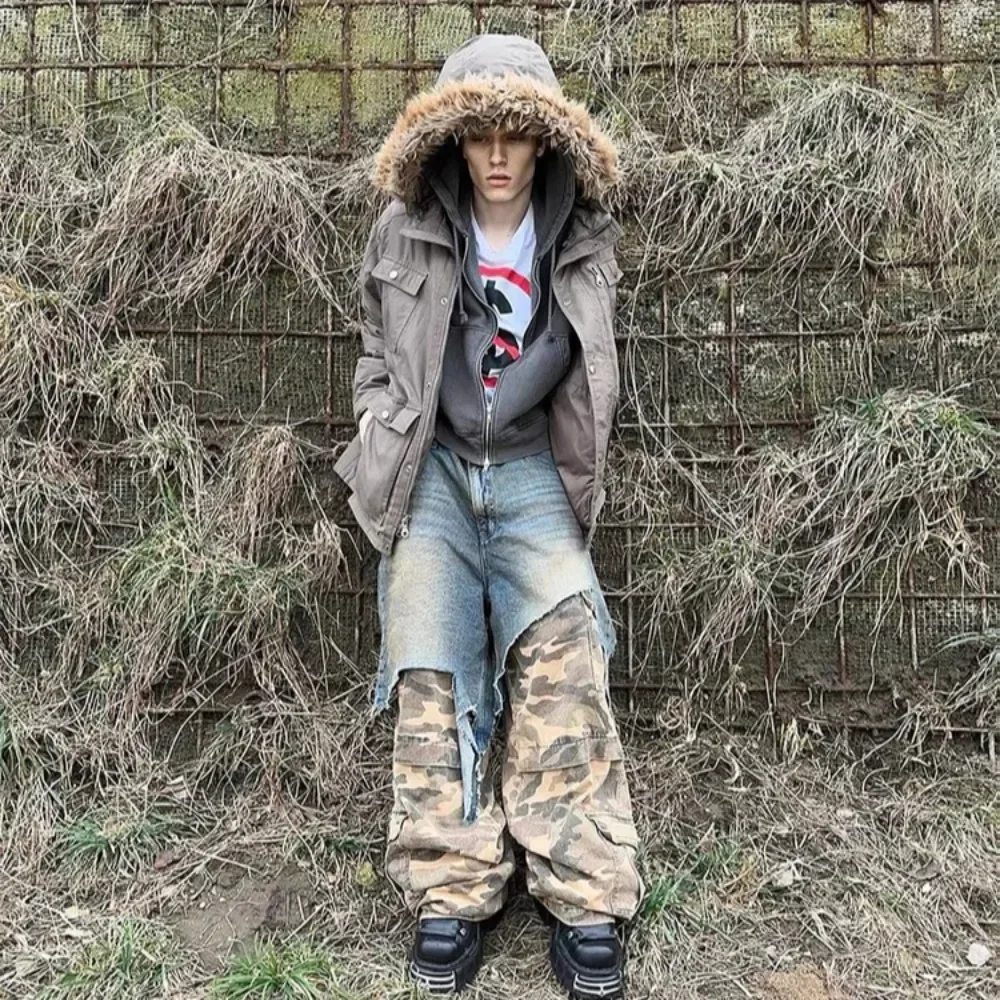 

NIGO Men's High Street Hip-hop Fake Work Style Loose Work Jeans Spring And Autumn Trend Retro Pants #NGTOP11863