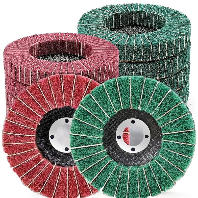 10Pcs 4.5inch Nylon Flap Disc Set Polishing Wheel for Angle Grinder, Metal Stainless Steel Rust Paint Removal Sanding Pad