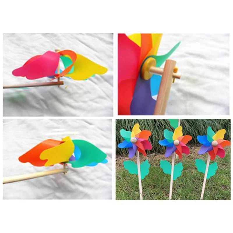 10 pezzi girandola in legno, girandola per feste con mulino a vento Set di girandola fai da te per bambini giocattolo giardino prato decorazioni per feste