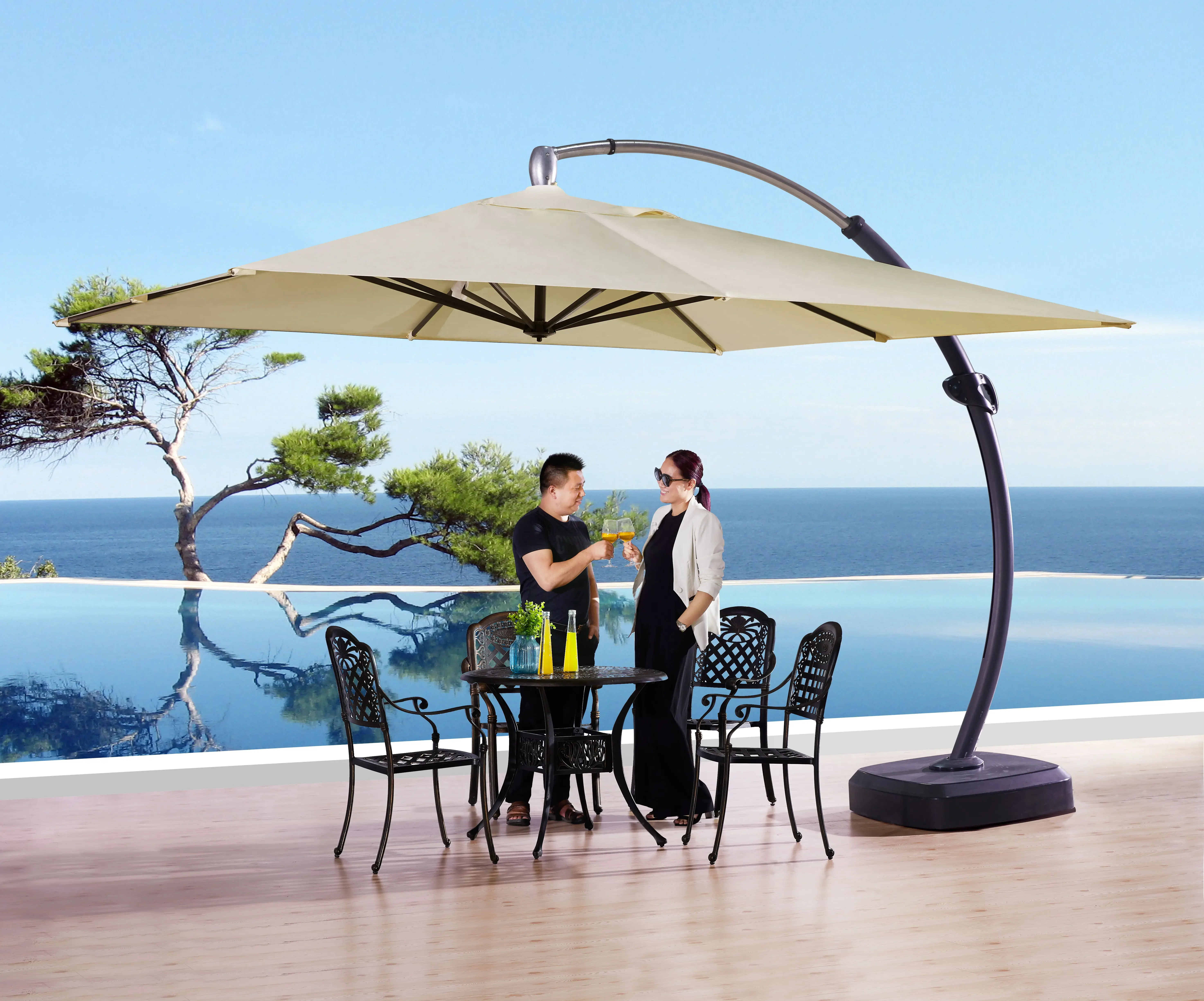 Hot sale Garden outdoor hotel pool Luxury 3.5*3.5m Big curved umbrella chinese paraol