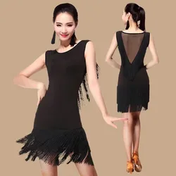 customized latin dance dress for women adult sleeveless fringe dress practice clothes stage ballroom dance competition dresses