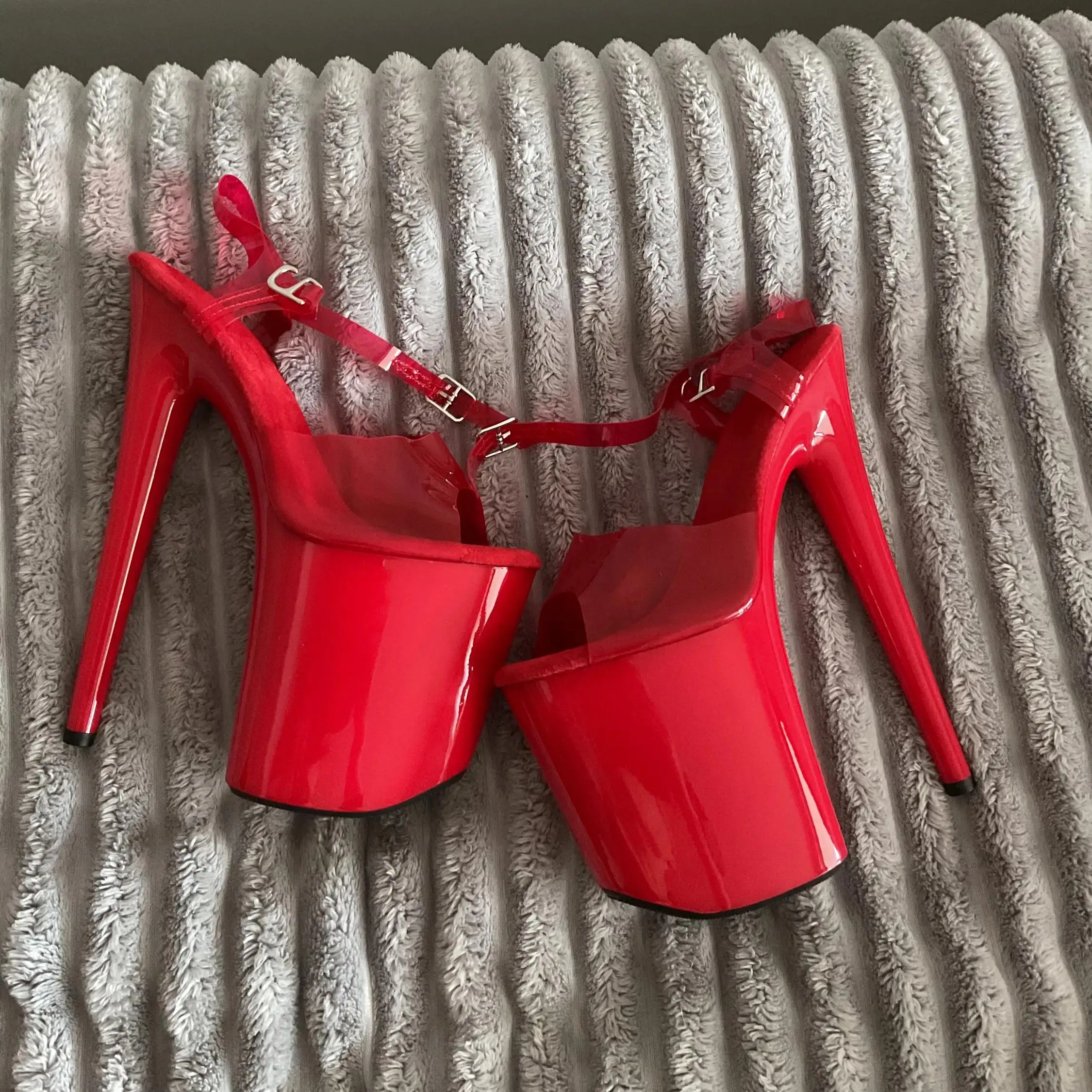 20 cm sexy transparent vamp heels, 8 inch lacquered stiletto sandals/pole dancing model stage show sandals