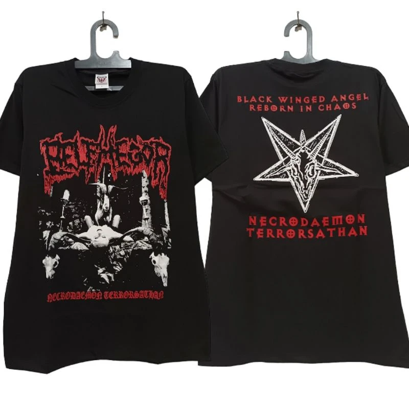 GORGORTH Camiseta de metal negro - Camisa de manga corta estampada informal para hombres y mujeres Camisetas casuales de Halloween de verano y otoño