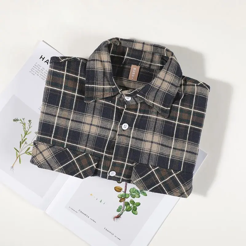 Spring Autumn Fashion Turn-down Collar Long Sleeve Plaid Blouse Men's Clothing Button Loose All-match Korean Simplicity Shirts