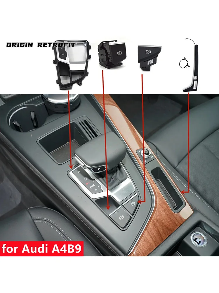 8W1 713 111 B 4M1 927 143 225 A B for Audi A4 B9 A5 Center Console Shift Knob Switch Button Assemby Autohold Handbrake Lighting