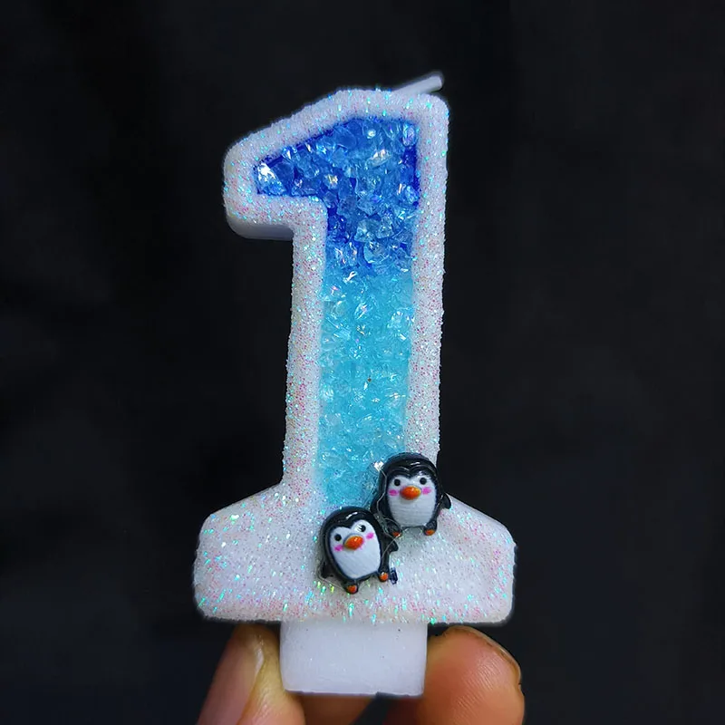 Antarctic Glaciers Cute Penguin Cake Candles 0-9 Number Handmade Creative Birthday Candle for Cake Decorations in Plastic Box