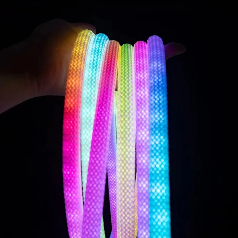 360 Luminous Flexible Silicone Led Light Strip Hose Round Neon Woven Outdoor Light Landscape Lighting for Garden Yard Park Lamps