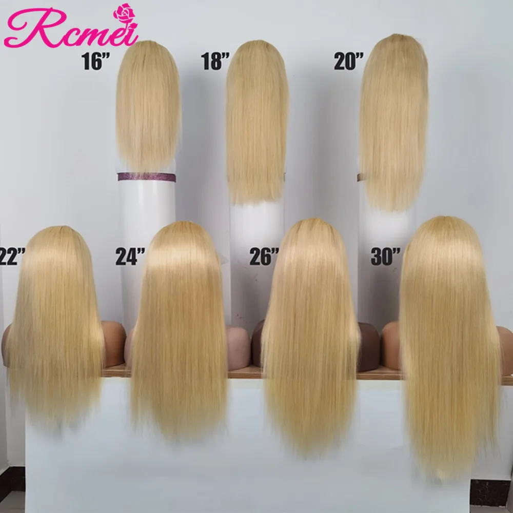 Peluca de cabello humano liso con encaje Frontal, pelo rubio 613, 13x6, HD, 613, prearrancado, 13x1 T