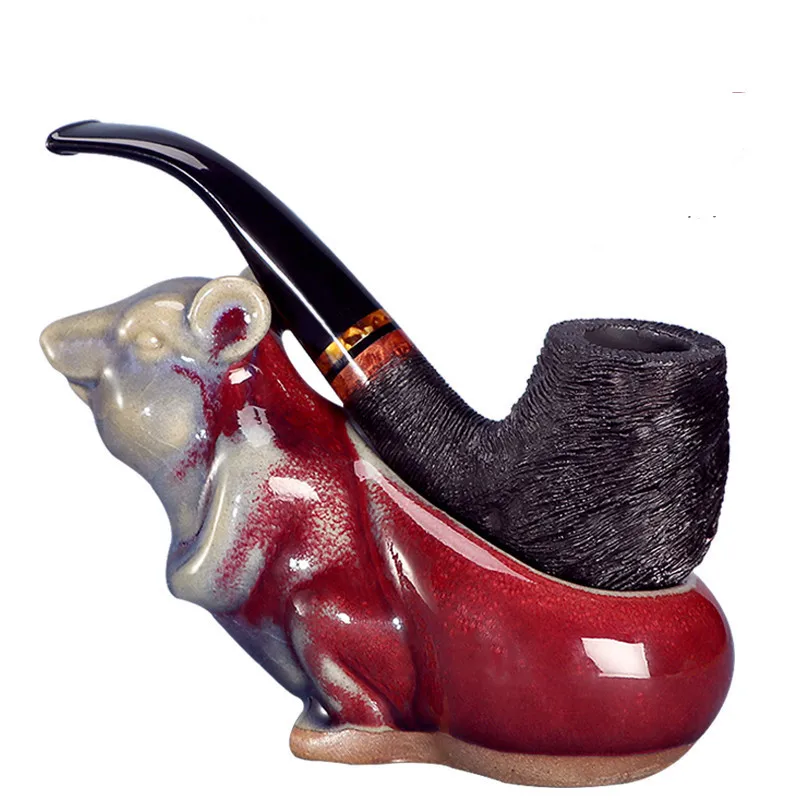 Handmade Classic Briar Tobacco Pipe Color Curved Mouthpieces Advanced Beginner Pipe black sandblasting Tobacco Smoking Pipe