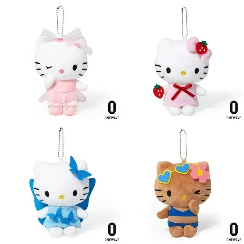 Nuevo dibujos animados Anime Sanrios 50 aniversario limitado auriculares de fútbol Panda Hellokitty colgante de felpa Kawaii bolsa muñeca llavero regalo