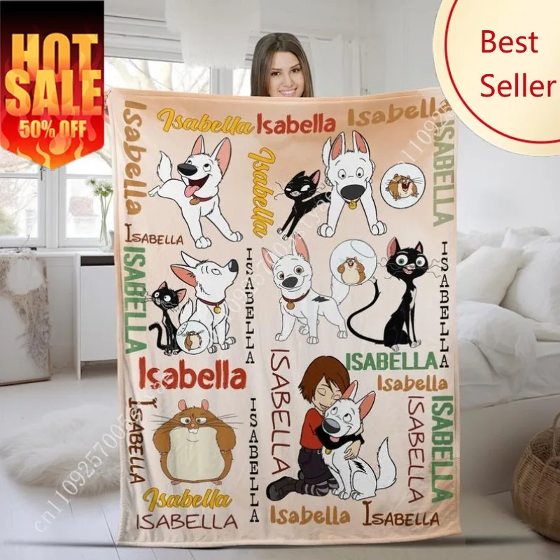 

Bolt Mittens Cat Penny Dog Blanket disney Cartoon Plush Blankets Decoration Child Holiday Party Boy Girl Gifts Warm Custom Quilt