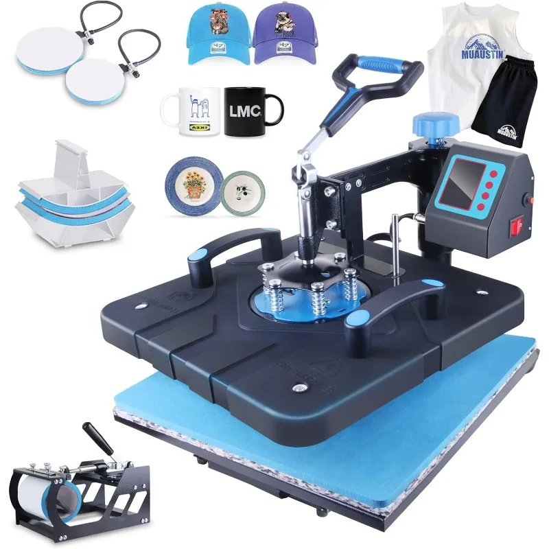 5 in 1 Heat Press Machine 15x15 Inch Heat Transfer Machine 360-Degree Swing Away Multifunction Digital Sublimation