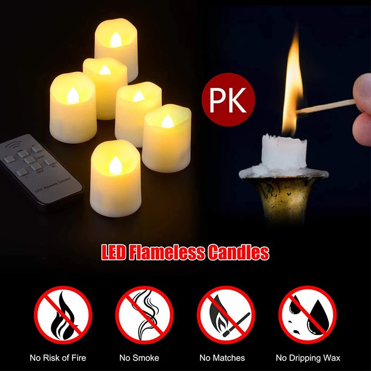 Rechargeable Flameless LED Candles Flickering Votive Tealight Candles Warm White & Multicolor Night Light For Home Holiday Decor