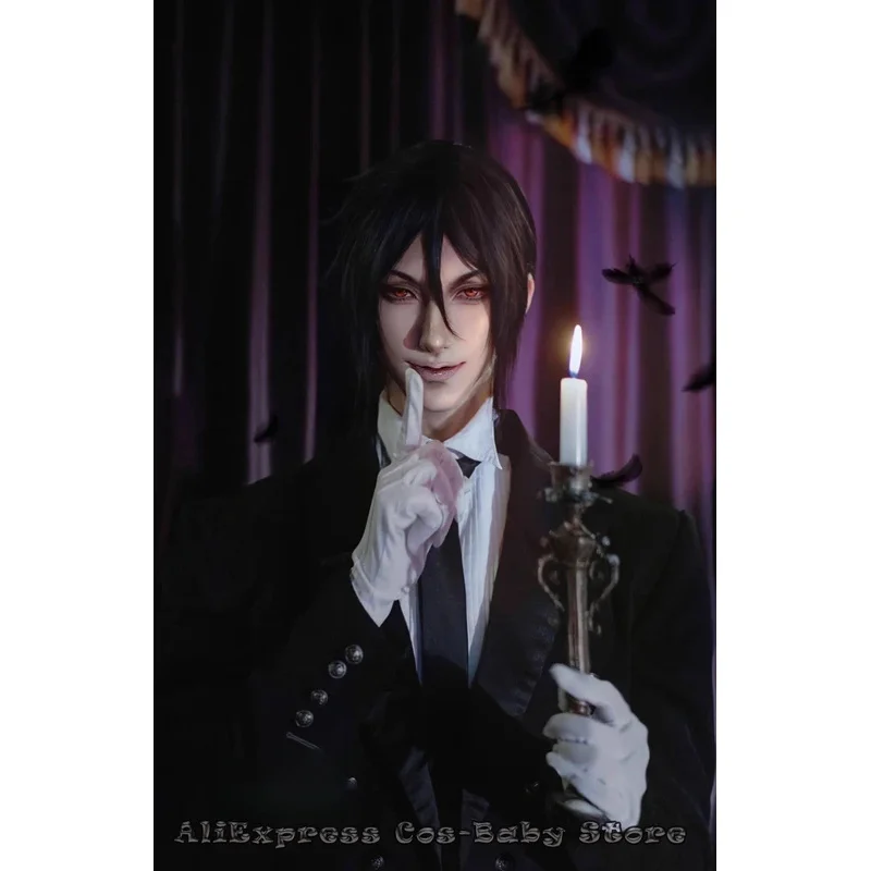 

Костюм дворецкого для косплея, аниме-игра, черная себастьянская форма, парики, костюмы на Хэллоуин для женщин и мужчин, костюмы; 3 В, 6, 8 дюймов