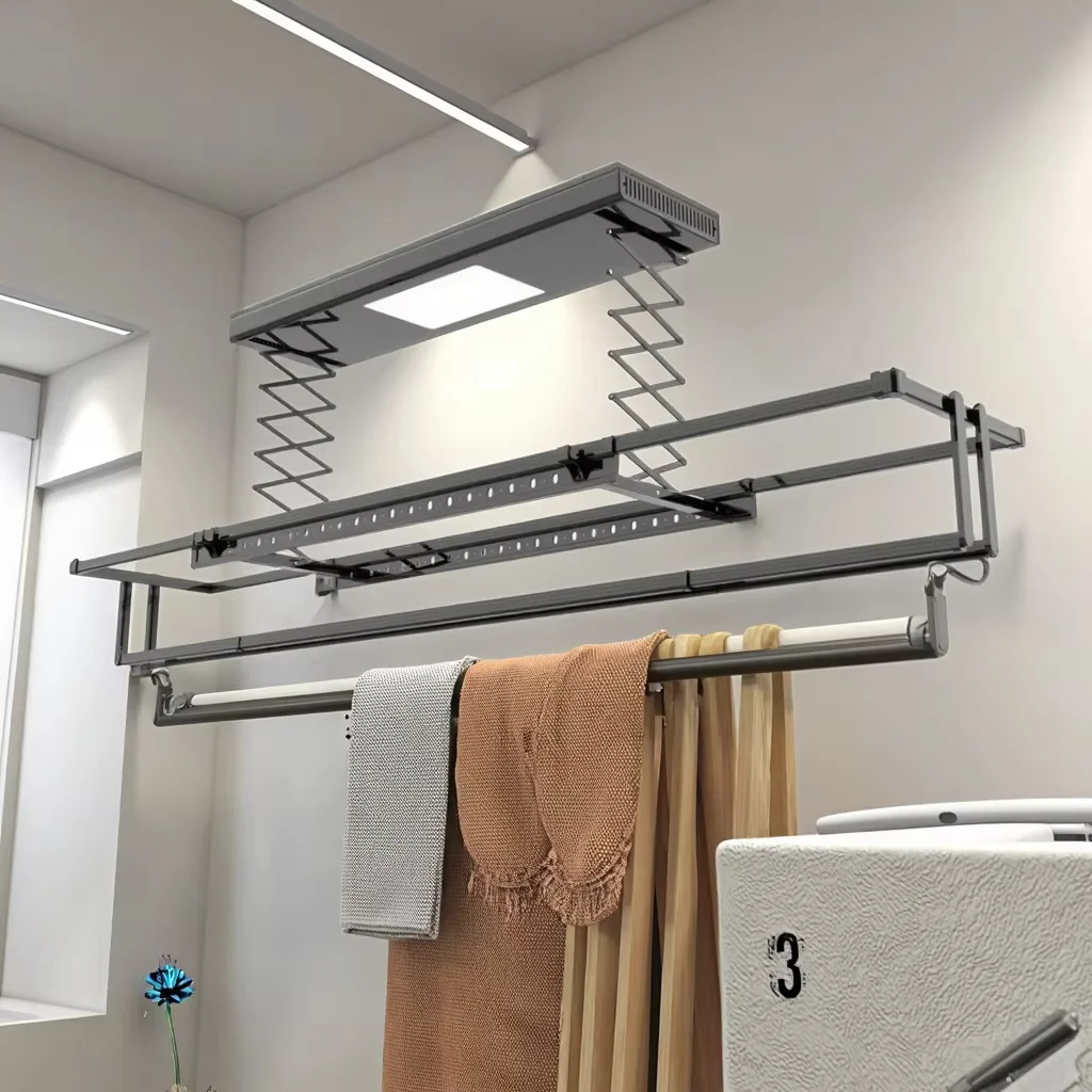 Intelligent Automatic Electric Dryer Aluminum Pipe Remote Control Foldable Balcony Clothes Rack Smart Electronic Ceiling Hanger