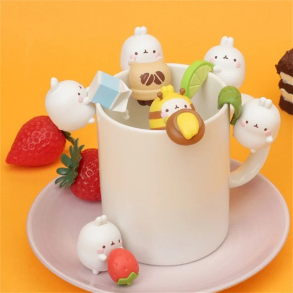 Cute TOMY X Molangs Action Figures Toys Mo-Langs Cup Series Anime Figures Collectible Dolls Home Decoration Model Kids Gifts