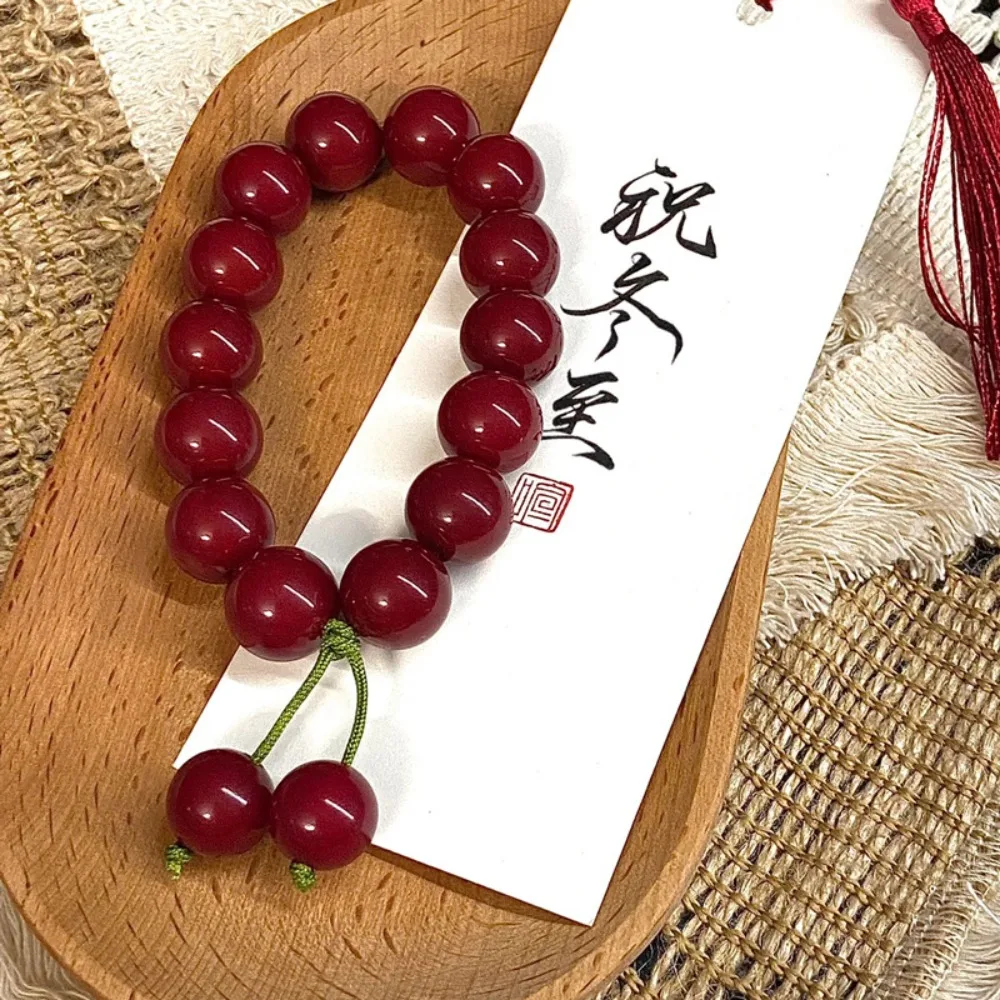 Pulsera Mala de Raíz de Bodhi Roja, Pulsera de Yoga de Cerezo, Pulsera de Meditación Carmín, Cuentas de Mala para Mano, Joyería para Mujer