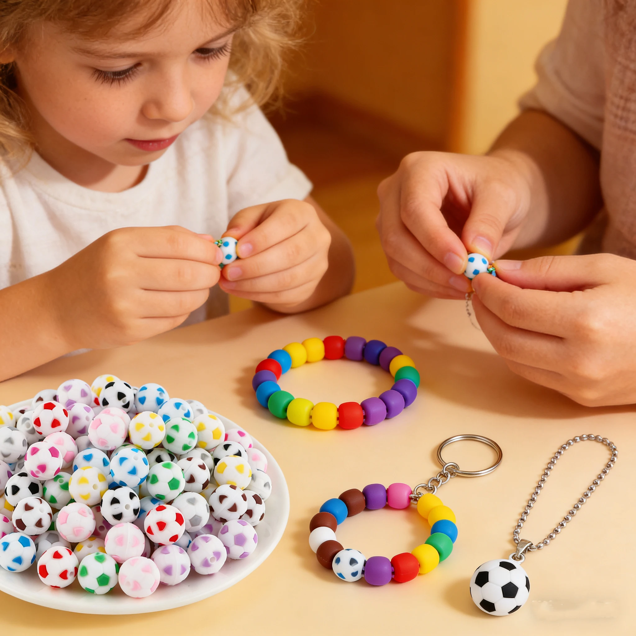 

30pcs/Lot 15mm Football Silicone Beads For DIY Jewelry Handmade Accessories