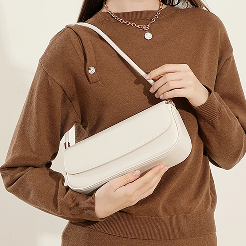 

Burminsa Cowhide Genuine Leather Underarm Shoulder Bags For Women 2025 Luxury Designer Square Flap Purses Korean Ladies Handbags