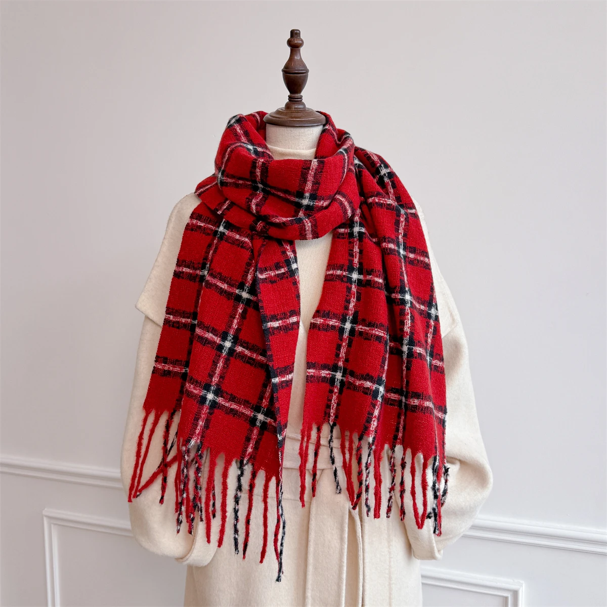 

Women Winter Cashmere Scarf 2025 Plaid Pashmina Luxury Brand Shawls and Wraps Bufanda Hijab Travel Stoles Echarpe Warm Blanket