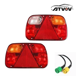 ATVOV 2pcs 12V Trailer Tail Light Rear Stop Brake Light Reverse Stop Lamp Wiring Harness 5 Core Cable For Truck Caravan Lorry