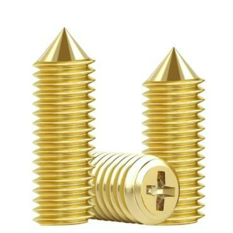 300pcs Brass Cross Head Cone Point Grub Set Screw M2 M2.5 M3 Tapered End Headless Bolt Length 3mm~12mm