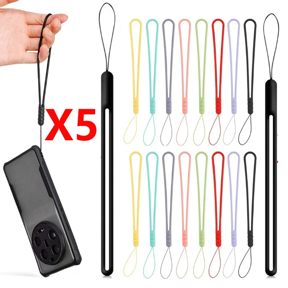 5PCS Silicone Phone Strap Portable Hand Wrist Lanyard Chain for IPhone Xiaomi Samsung Universal Phone Anti-Lost Ropes