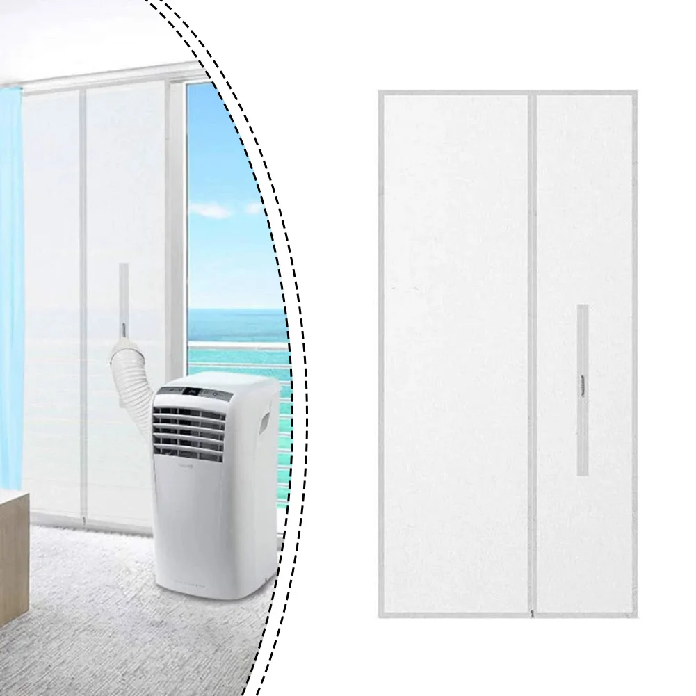 Air Conditioner Sliding Door Seal Cloth For Portable AC Units And Vented Dryers 210T Fabric With Zipper White 90x210 Cm