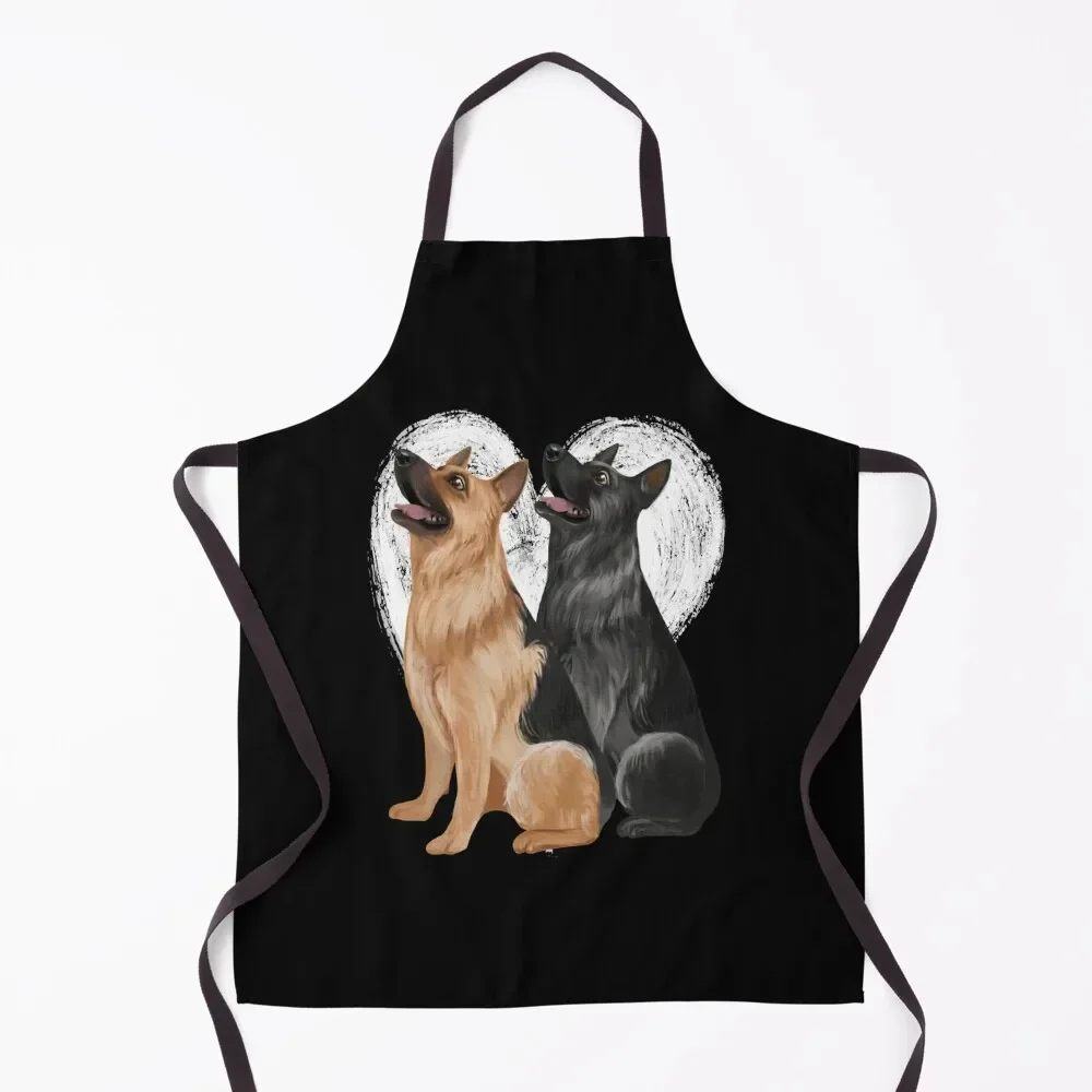 

Love German Shepherds Apron Men gift for women with pocket japanese style Apron